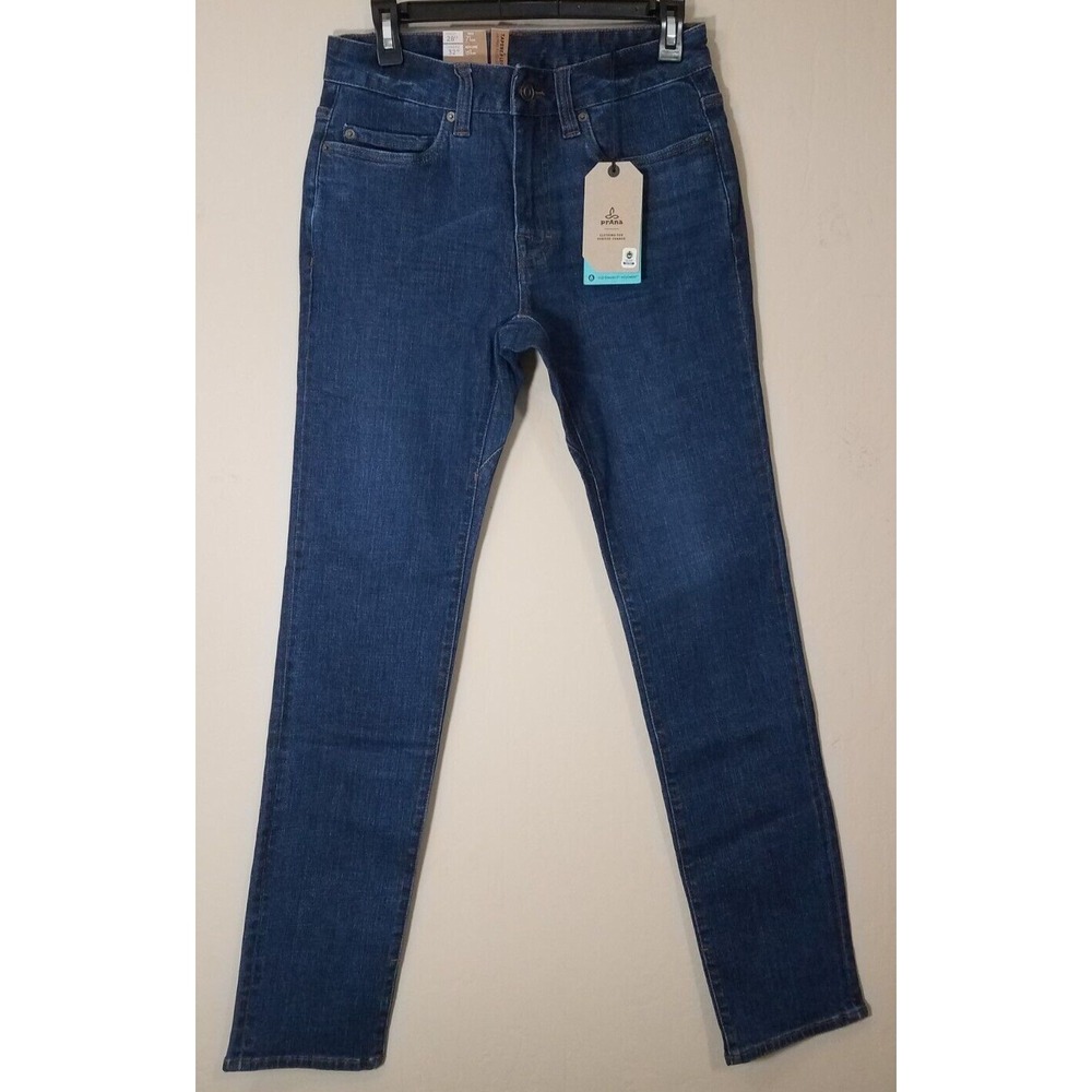 Prana Hillgard Slim Jeans Men 28x32 Tapered Denim Organic Medium Ozone Wash NEW